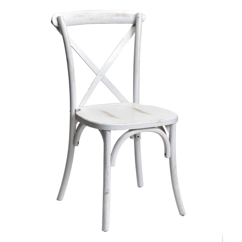 White Wash Cross Back Chair Brooklyn Party Rental Party & Tent